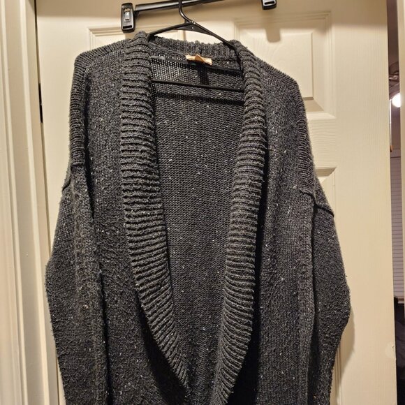 Chunky Knit Open-Front Cardigan – Charcoal Gray – Size XL - Picture 1 of 2